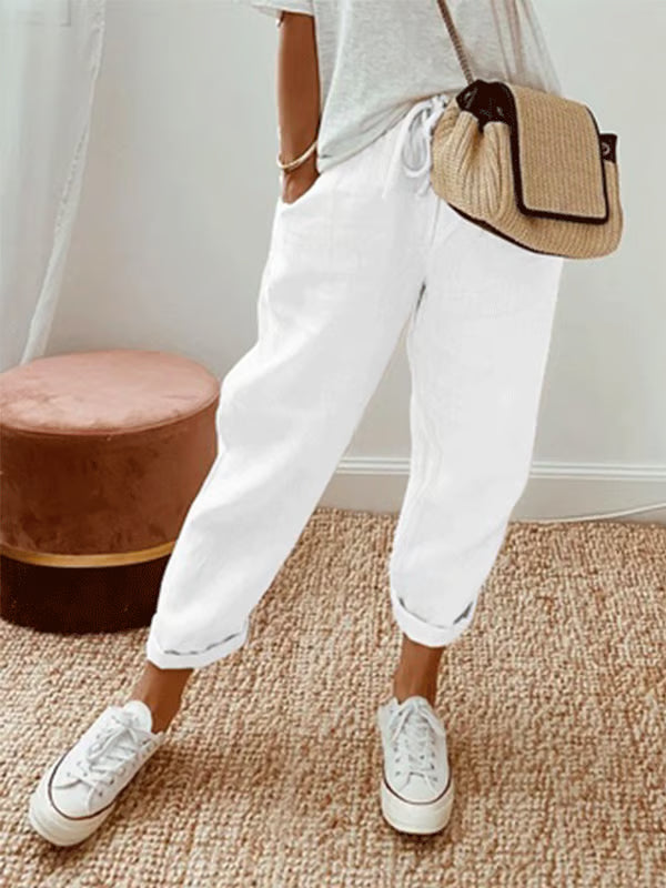 Casual pantalón de color liso