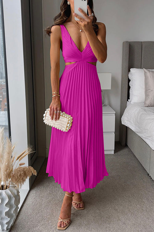 Amina | Vestido Largo con Escote Plisado