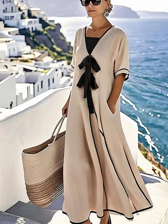 Vestido lino relajado suave