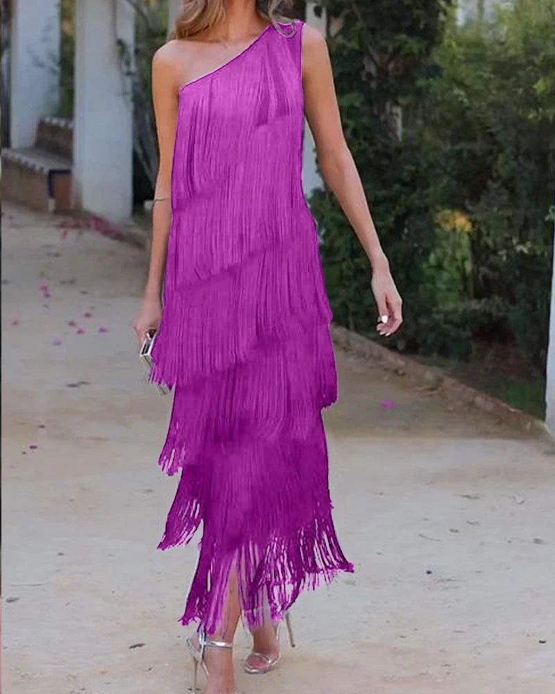 Geneviève | Vestido con flecos sofisticado