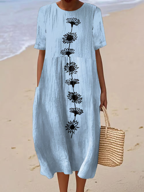 Vestido floral de lino