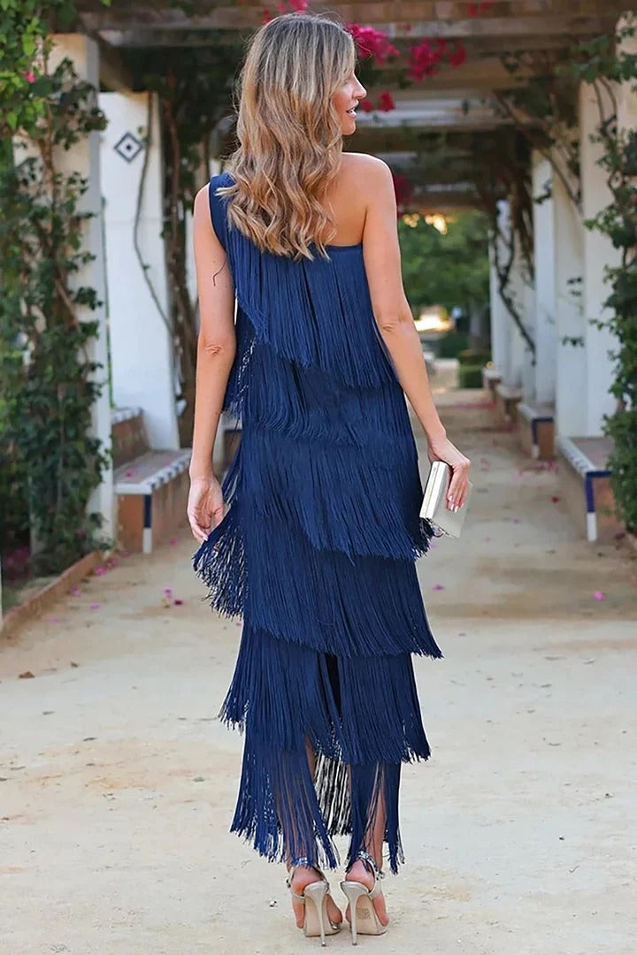 Geneviève | Vestido con flecos sofisticado