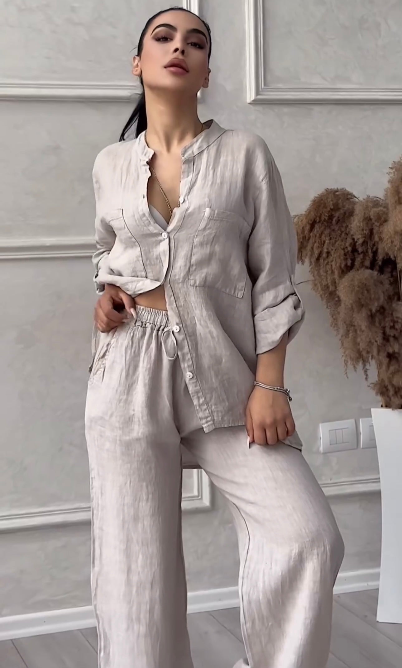 Elena | Conjunto de Camisa y Pantalones de Lino para Mujer