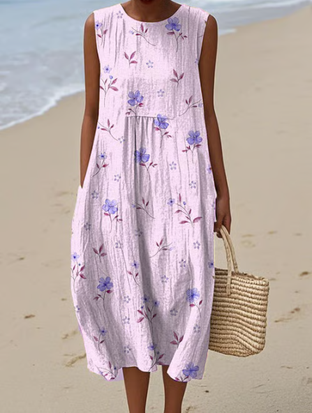 Vestido suave con toques rosados