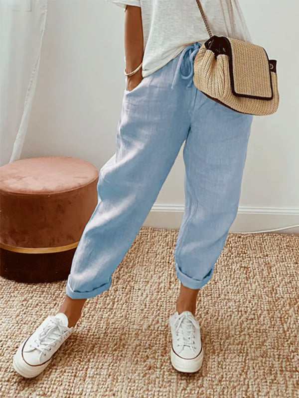 Casual pantalón de color liso