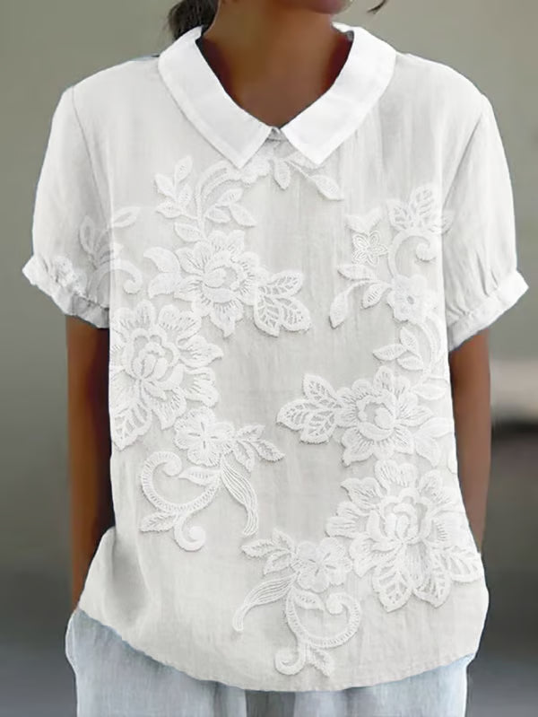 Blusa casual de encaje floral