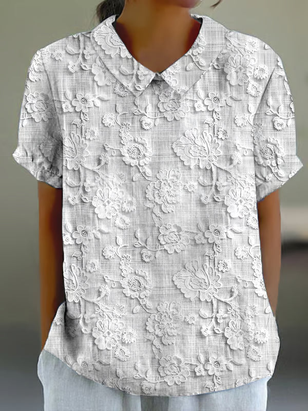 Blusa casual de encaje floral