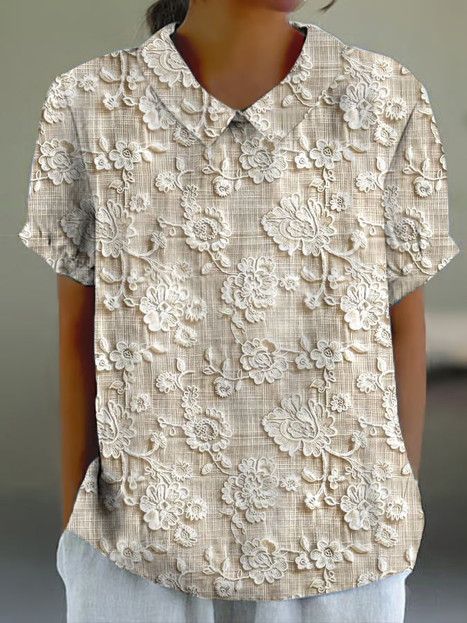 Blusa casual de encaje floral