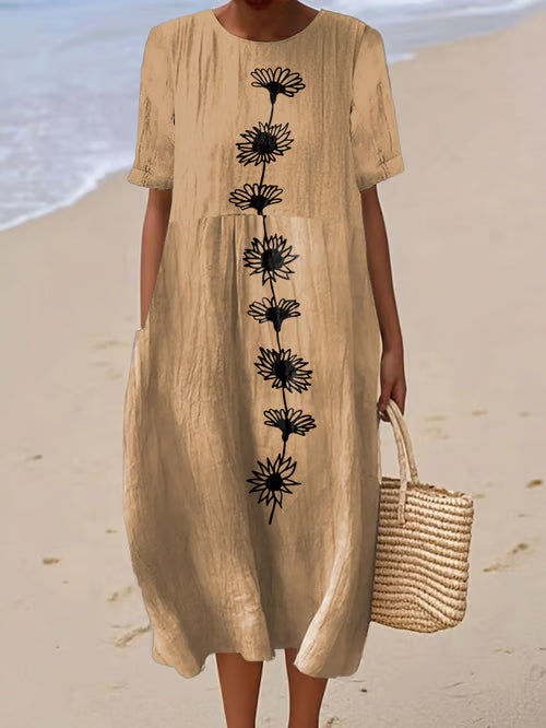 Vestido floral de lino