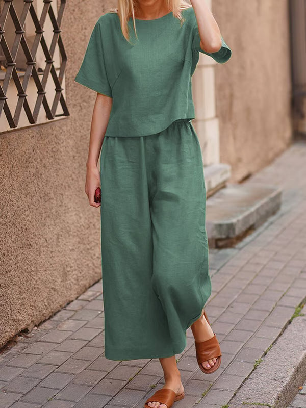 Conjunto casual de color liso