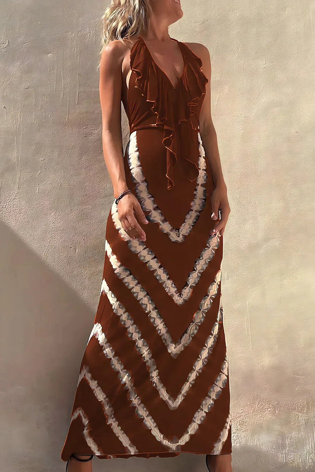 Arlette | Vestido largo sin mangas con escote en pico