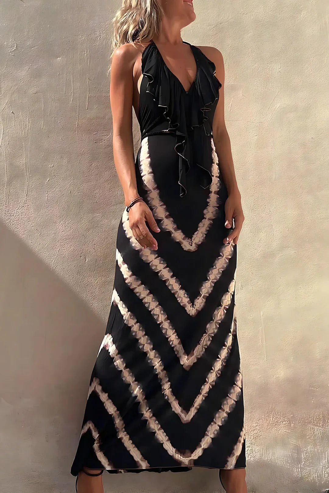 Arlette | Vestido largo sin mangas con escote en pico