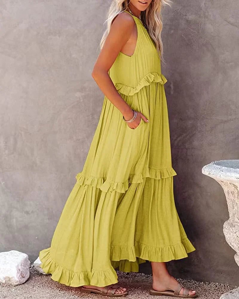 Elda | Vestido largo con volantes