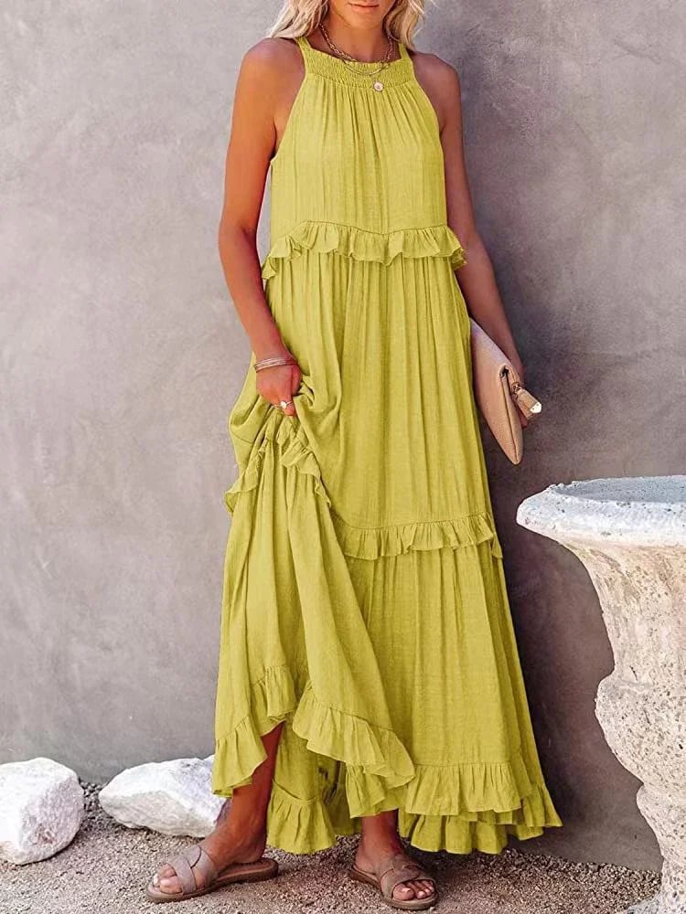 Elda | Vestido largo con volantes