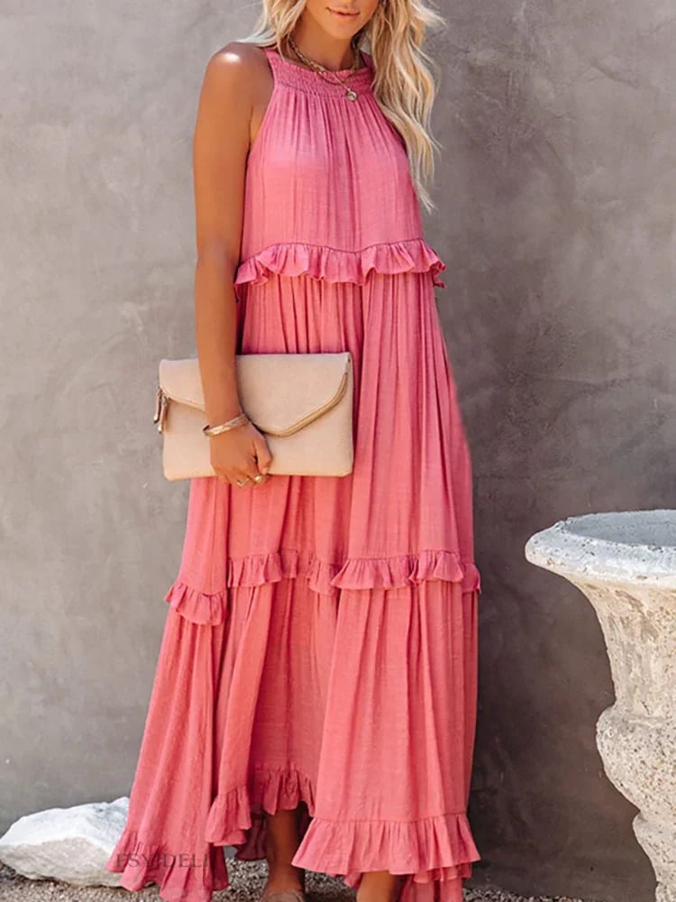 Elda | Vestido largo con volantes