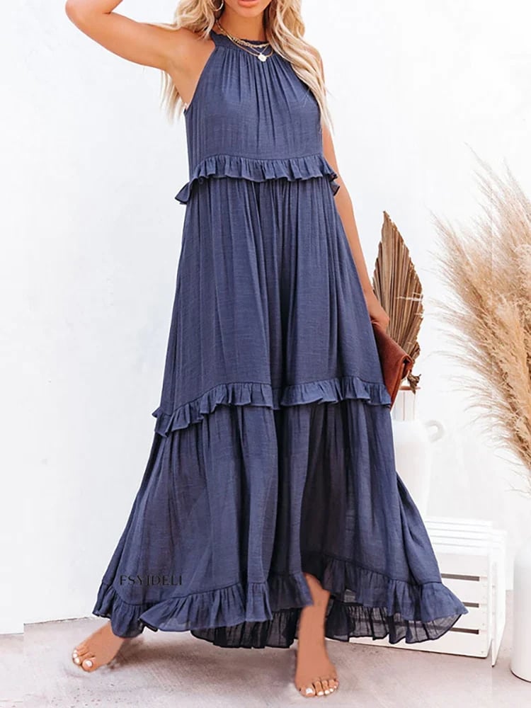 Elda | Vestido largo con volantes