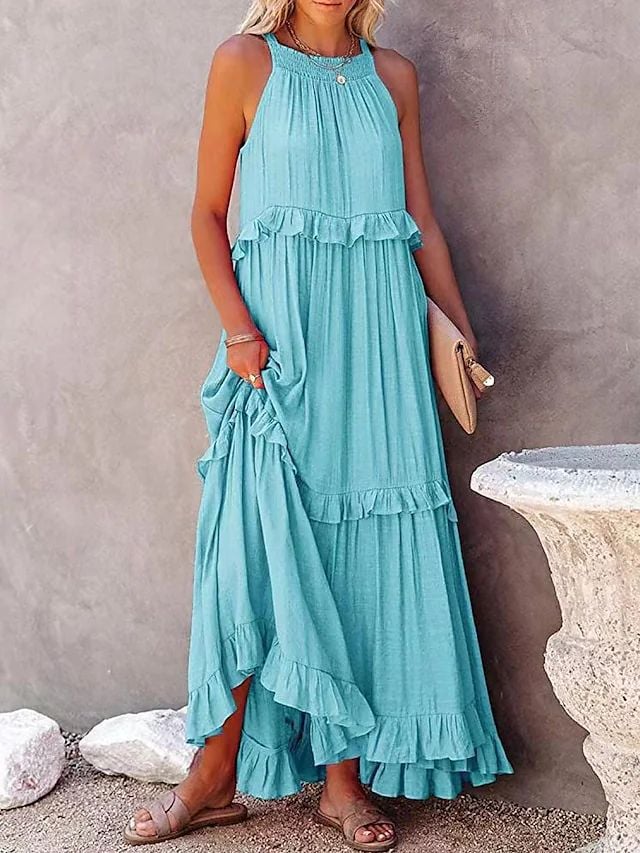 Elda | Vestido largo con volantes