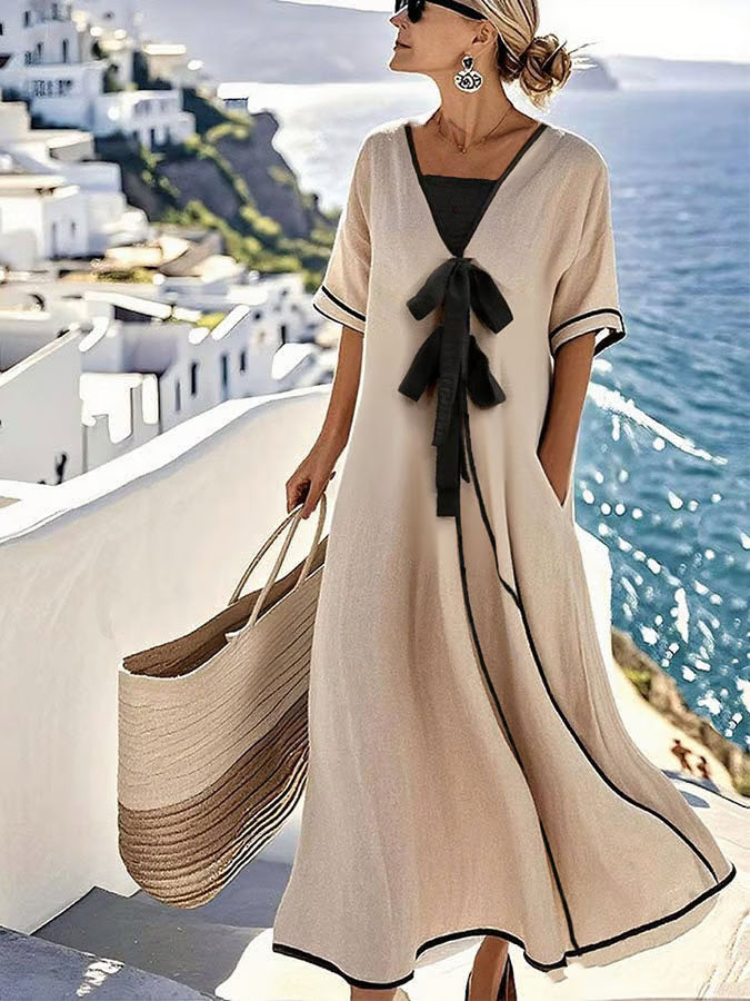 Vestido lino relajado suave