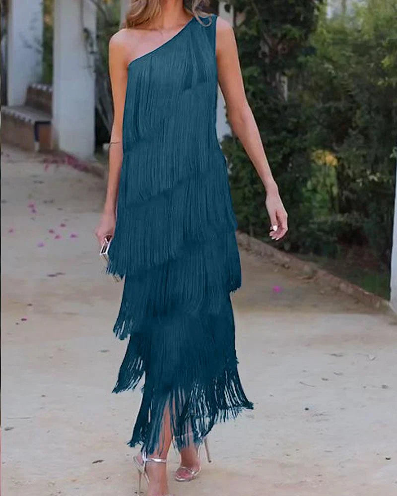 Geneviève | Vestido con flecos sofisticado