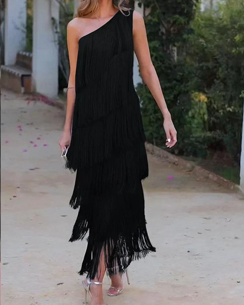 Geneviève | Vestido con flecos sofisticado