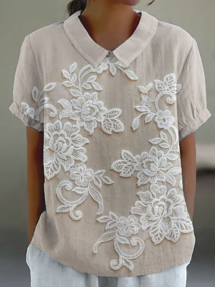 Blusa casual de encaje floral