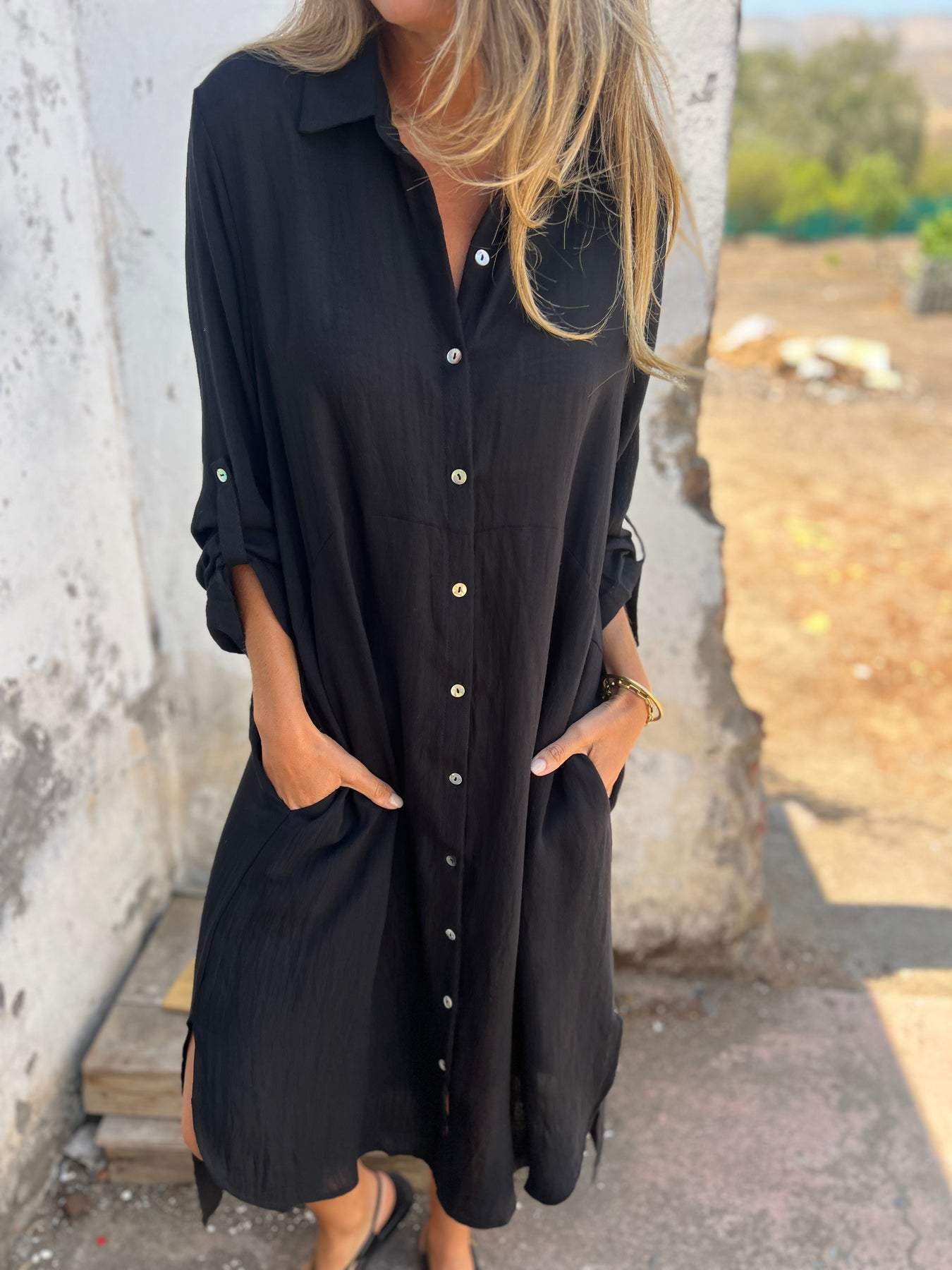 Sofía | Vestido camisero de lino