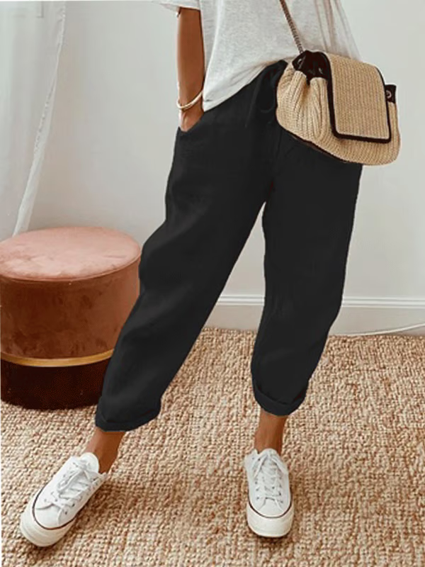 Casual pantalón de color liso