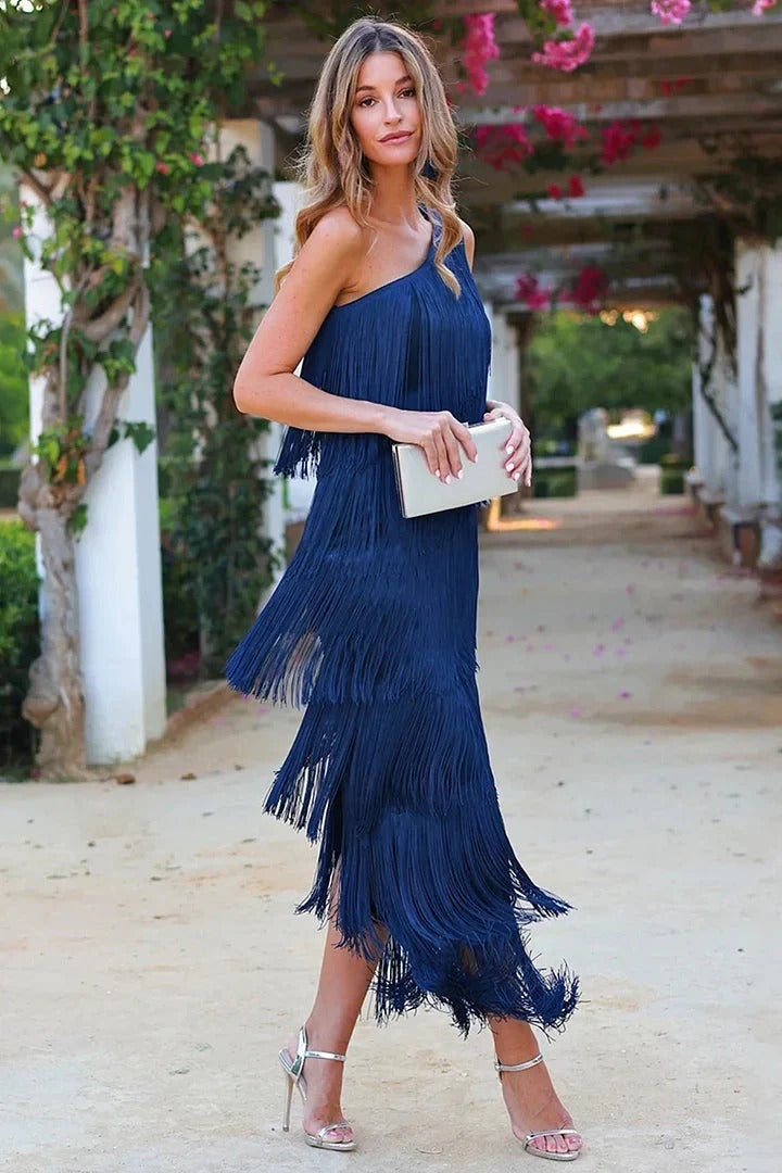 Geneviève | Vestido con flecos sofisticado