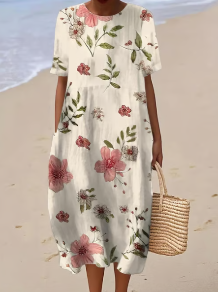 Vestido blanco con flores suaves