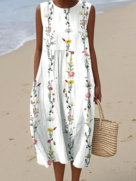 Vestido midi con estampado floral delicado