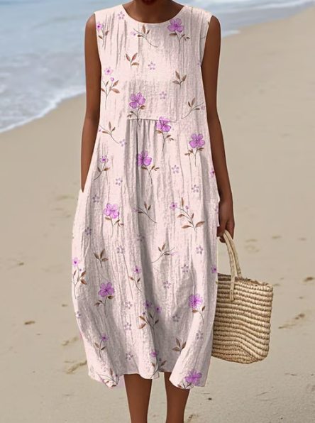 Vestido suave con toques rosados