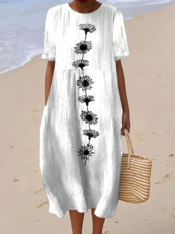 Vestido floral de lino