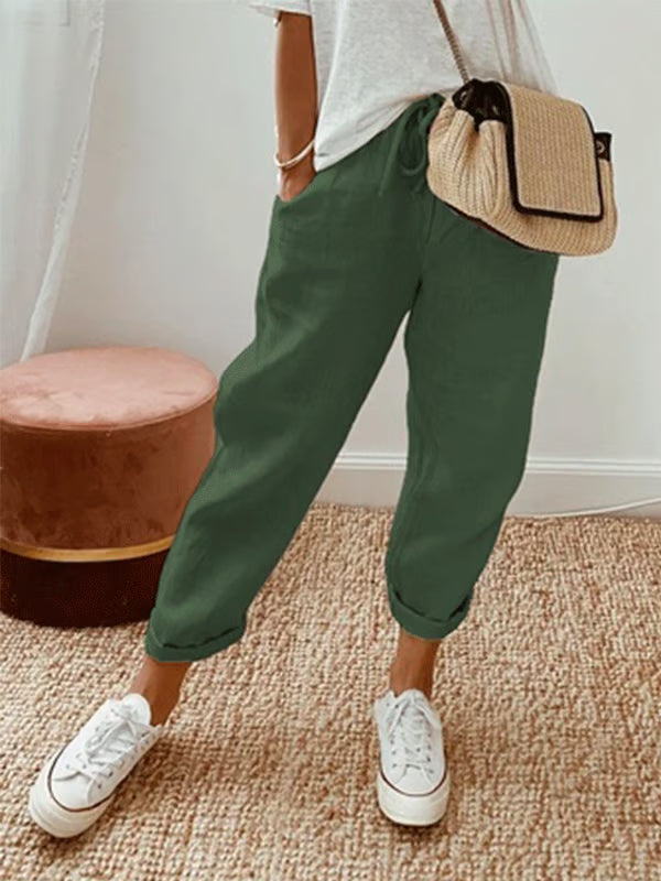 Casual pantalón de color liso