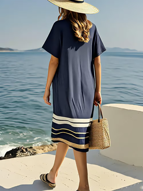 Vestido corto de lino para la playa