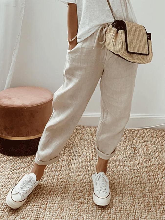 Casual pantalón de color liso