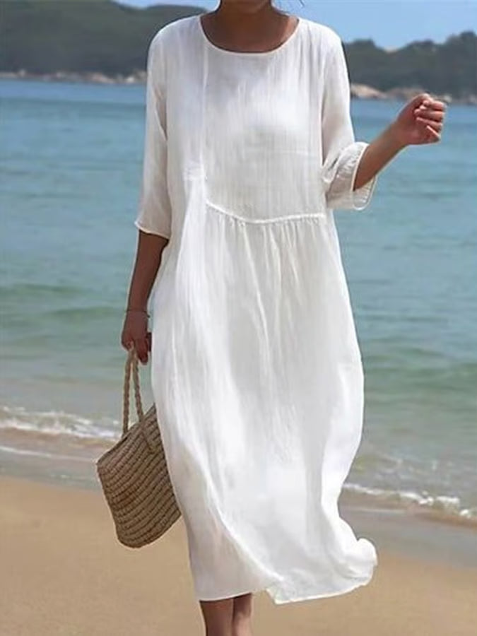 Vestido de algodón y lino