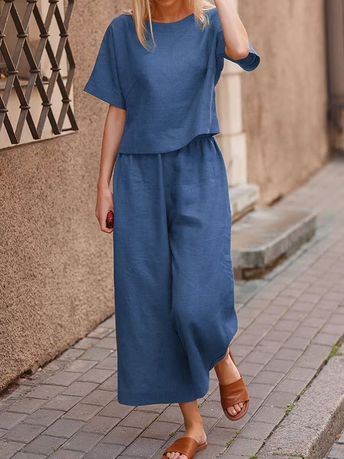 Conjunto casual de color liso