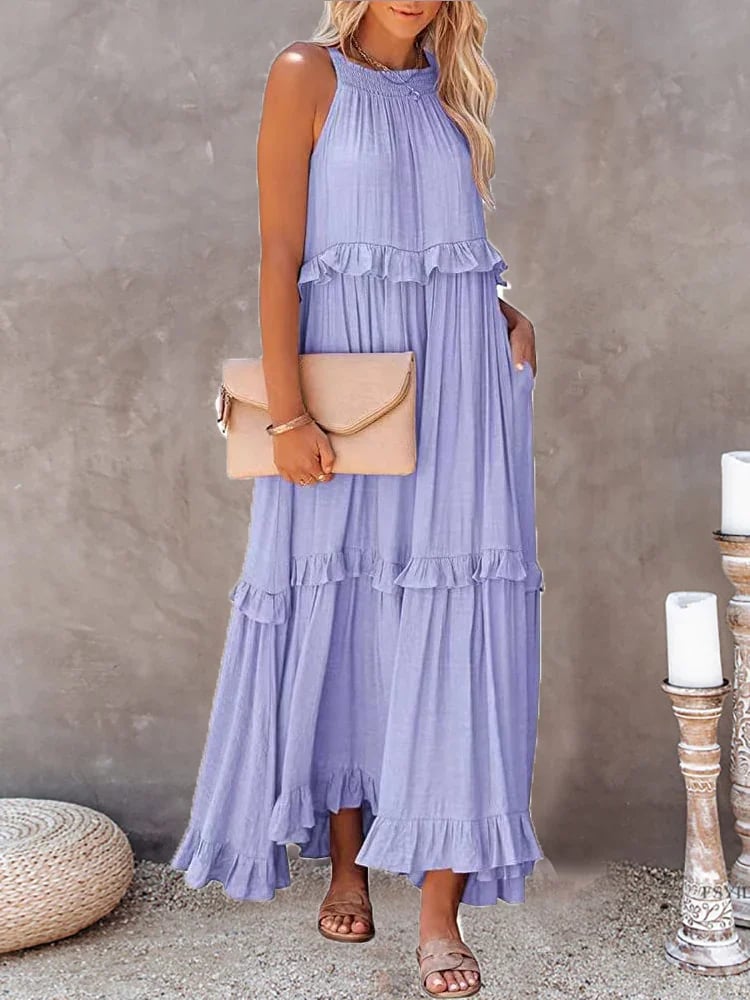 Elda | Vestido largo con volantes